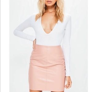 Blush faux leather skirt